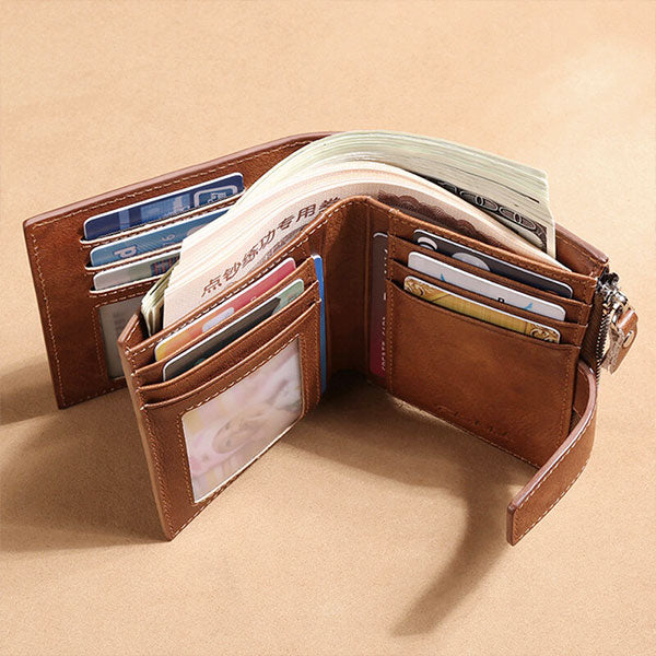 RFID-Schutz, Diebstahlschutz, mehrere Kartenfächer, große Kapazität, Echtleder-Geldbörse