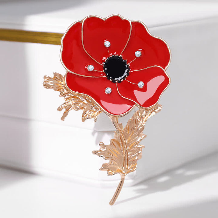 Vintage-Ölgemälde-Mohnblumen-Brosche für Frauen