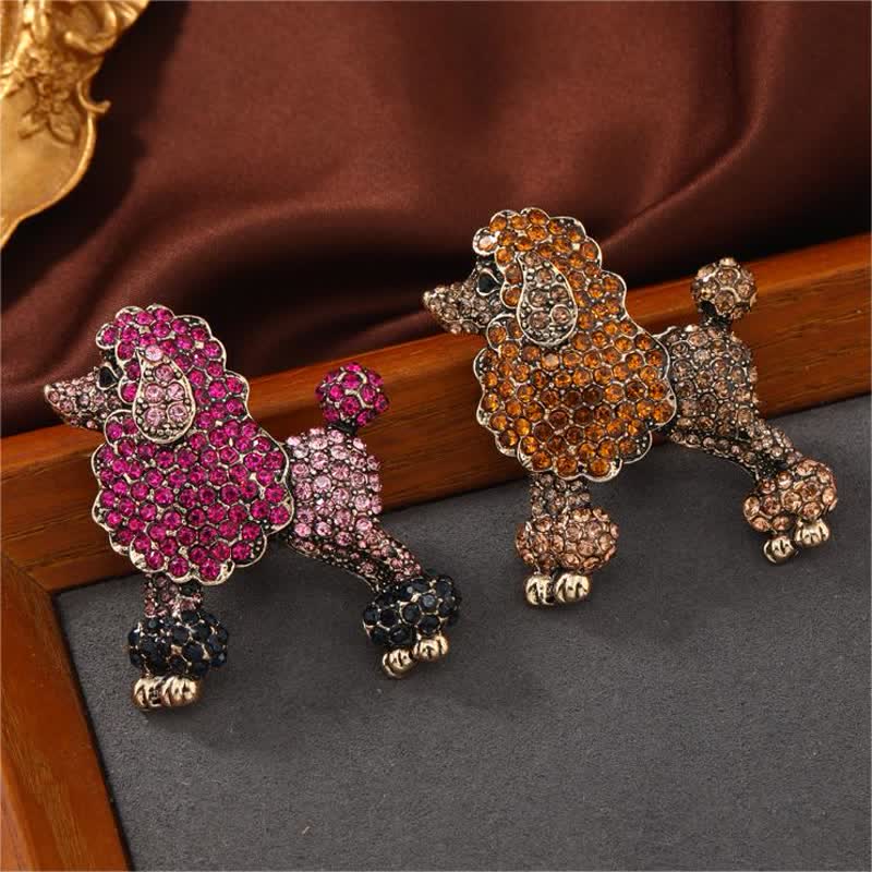 Frauen Strass-Pudel-Hund Brosche