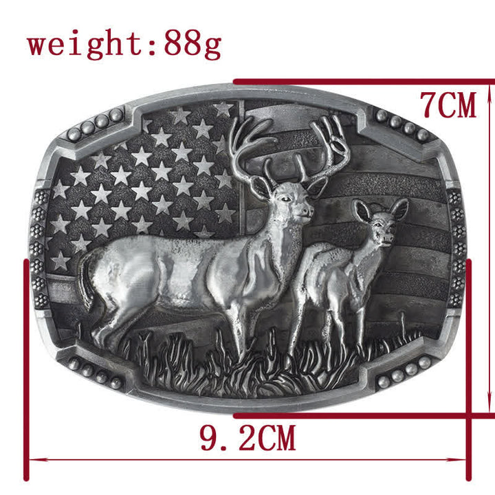 Herren DIY Deer Hunter American Flag Schnalle Ledergürtel