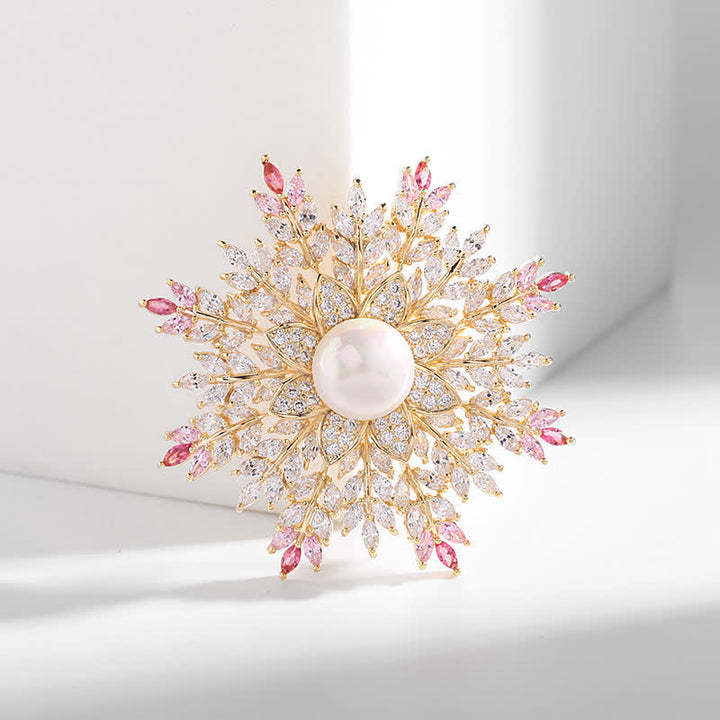 Schneeflocken-Perlenblumenbrosche für Frauen