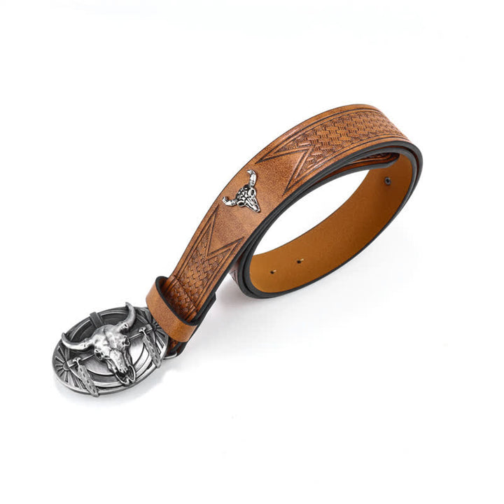 Herren gravierter Mad Bull Ledergürtel