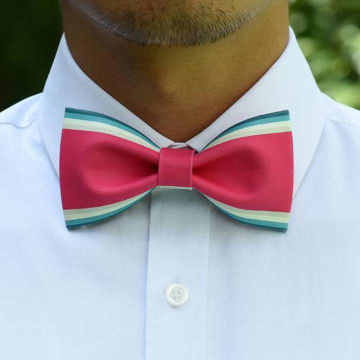 Herren Fliege mit pinken und grünen Streifen
