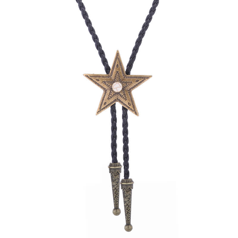 Vintage Naturstein Stern Anhänger Halskette Bolo Tie