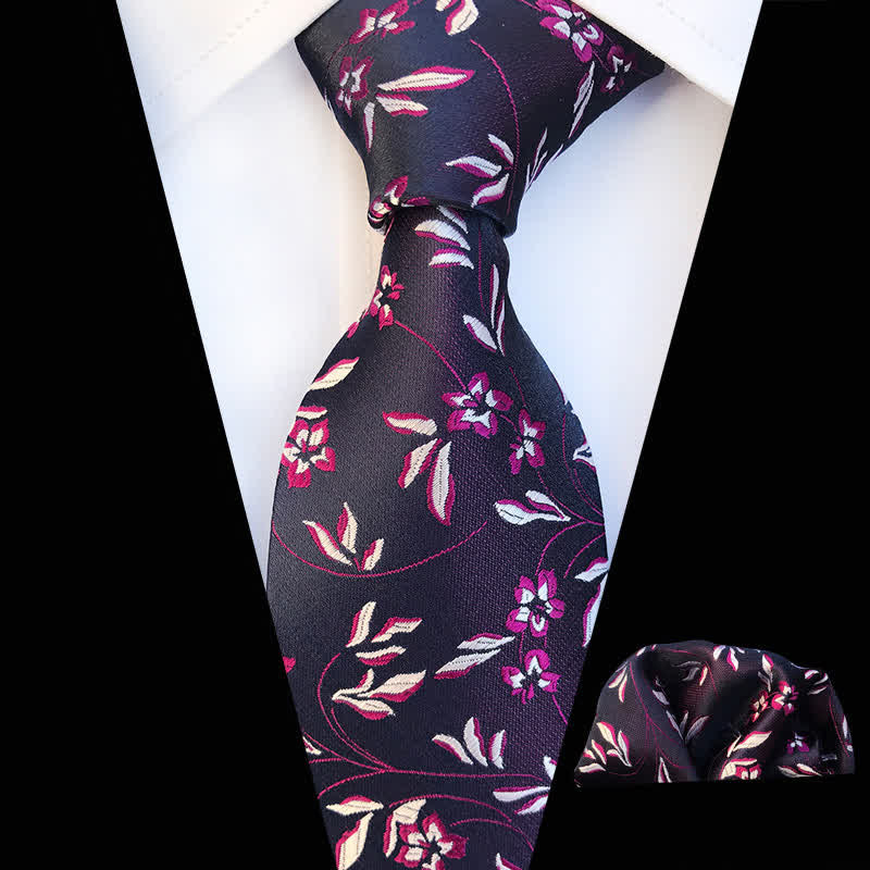2 Stück Männer Brennende Flamme Blumen Krawatte Set - Lila - image 1
