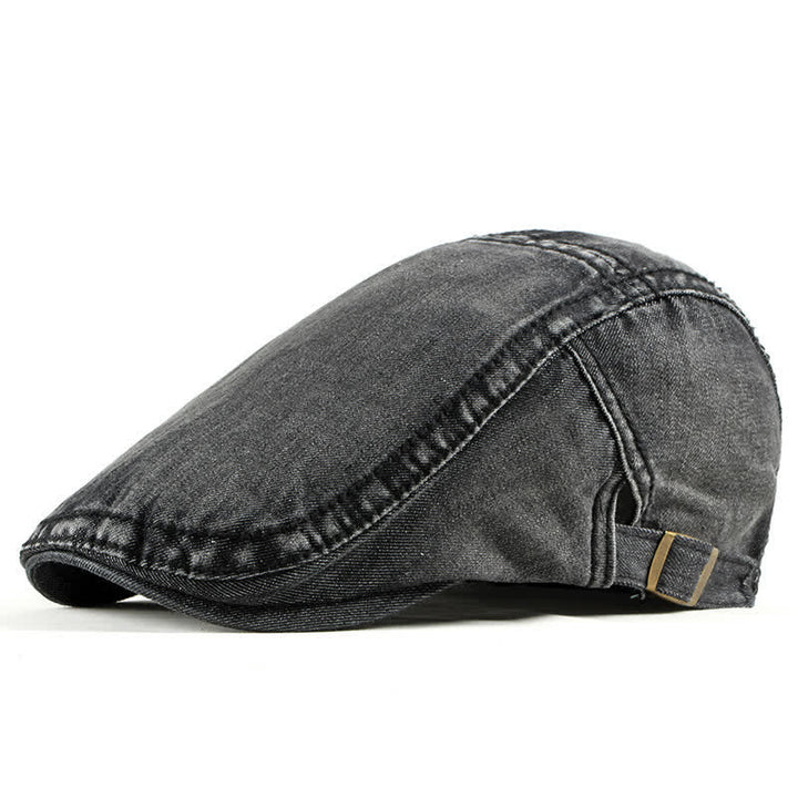 Einfache Jeans-Denim-Casquette-Baskenmütze - Schwarz - Verstellbar (ca. 21 5/8"-23 5/8") - image 0