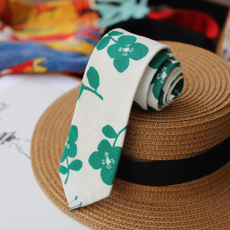 Elegante, florale, schmale Krawatte für Herren