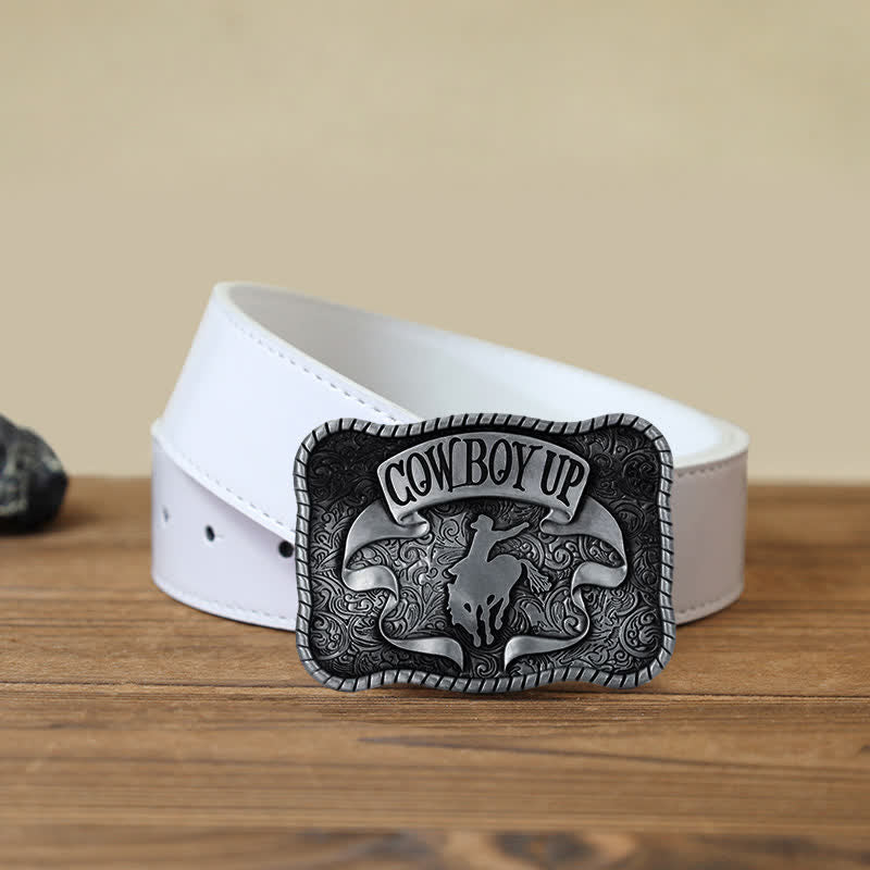 Männer DIY Cowboy Up Rodeo Horse Schnallengürtel aus Leder