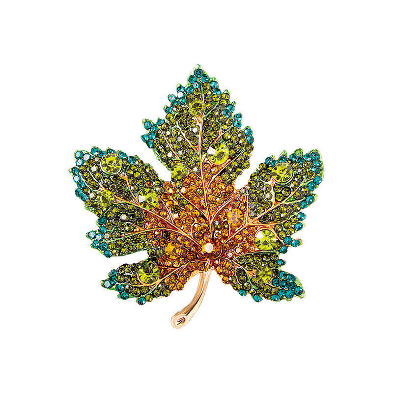 Frauen Strass Kristall Ahornblatt Brosche