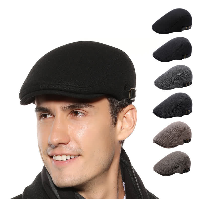 Lederverstellbare Schnalle Flache Mütze Baskenmütze - image 1