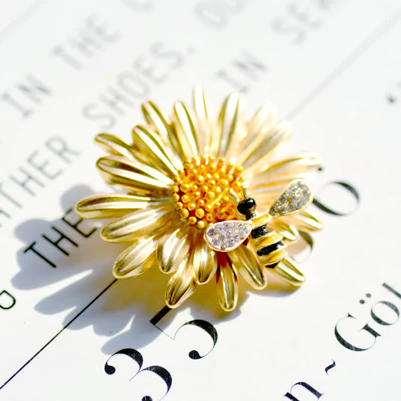 Damen Süße Sonnenblume Biene Brosche