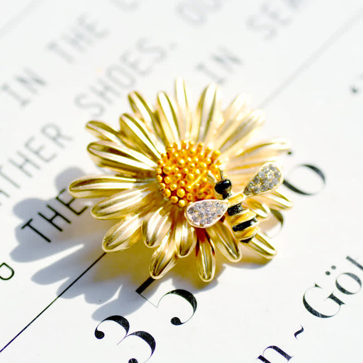 Damen Süße Sonnenblume Biene Brosche