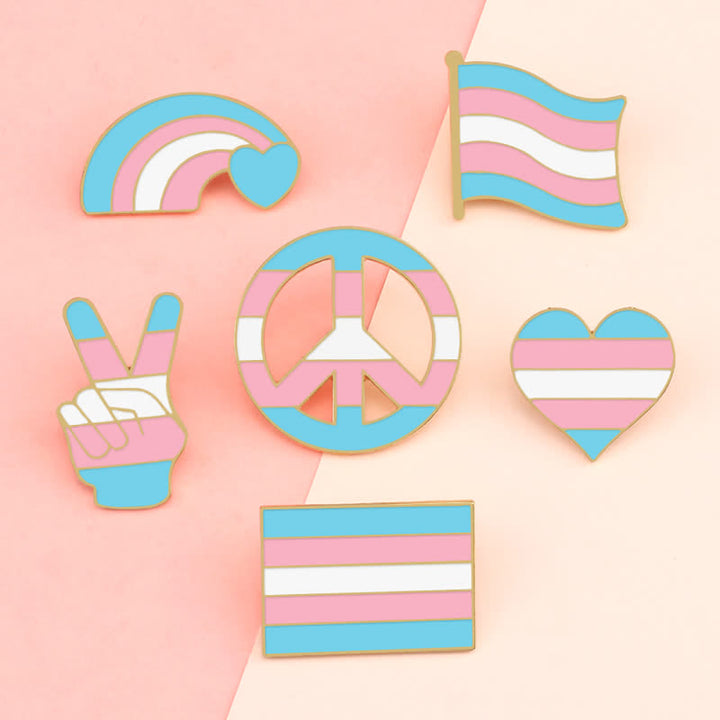 6Stk. Pride Day Pink & Blue Rainbow Flag Brosche