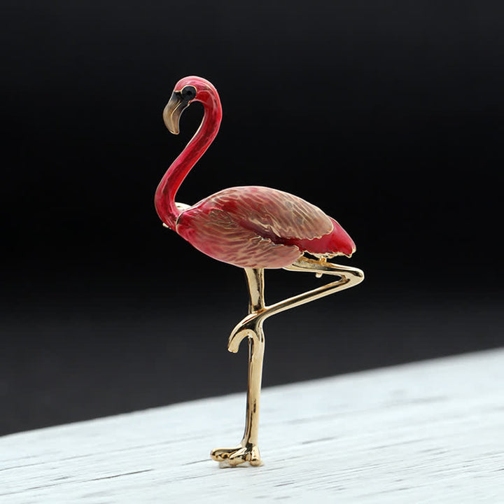 Frauen Exotische Emaille Flamingo Brosche