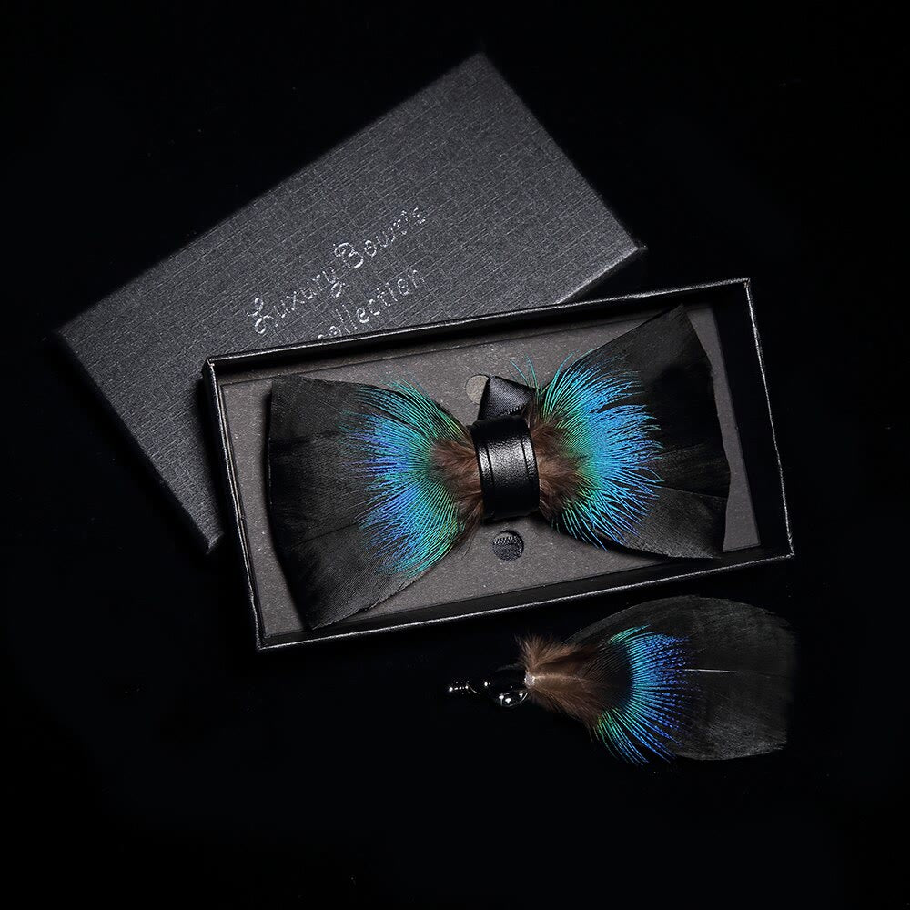 Schwarz & Blau Vielseitige Federschleife mit Reversnadel - image 1