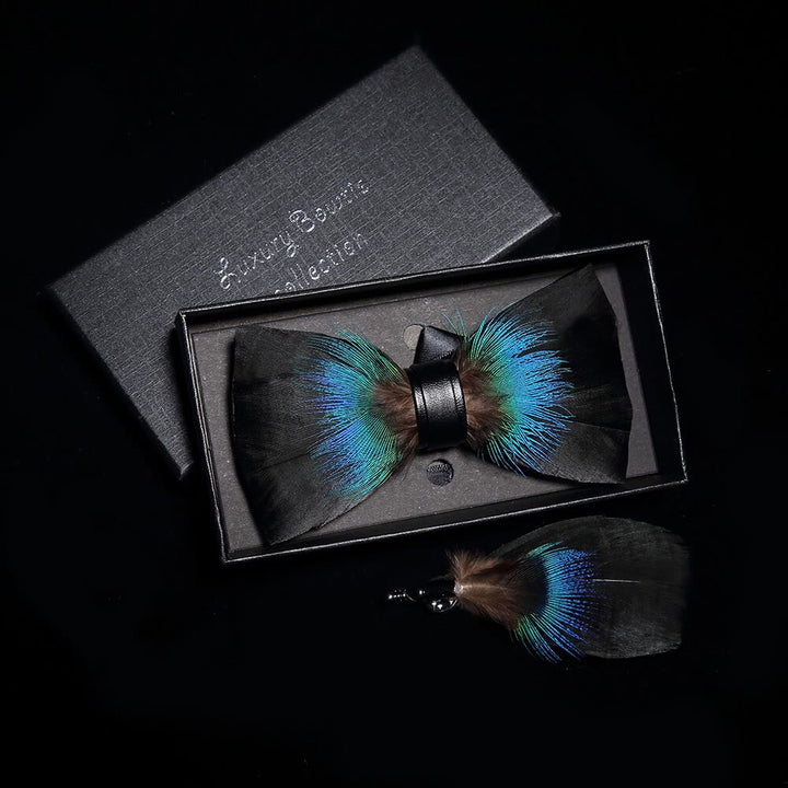 Schwarz & Blau Vielseitige Federschleife mit Reversnadel - image 1