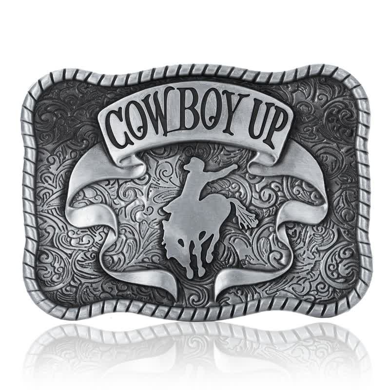 Männer DIY Cowboy Up Rodeo Horse Schnallengürtel aus Leder