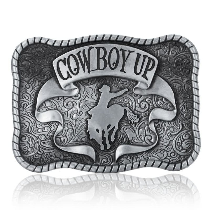 Männer DIY Cowboy Up Rodeo Horse Schnallengürtel aus Leder
