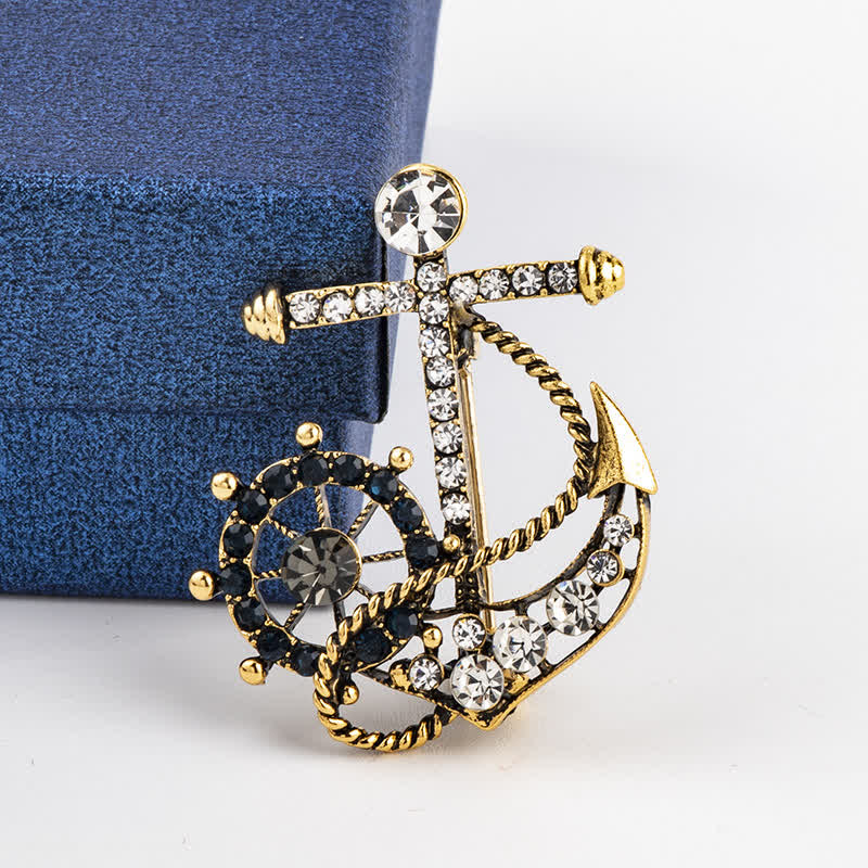 Herren-Brosche mit Ankermotiv „Helmsman“ - Antikgold - image 6