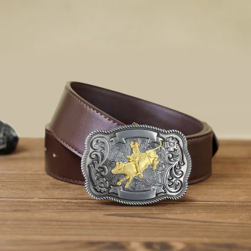 Herren DIY Ledergürtel mit goldener Tierschnalle