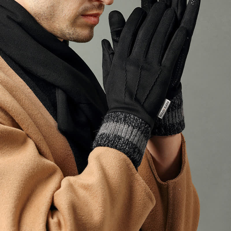 Unisex-Wildleder-Fleece-rutschfeste-Finger-Flip-Handschuhe