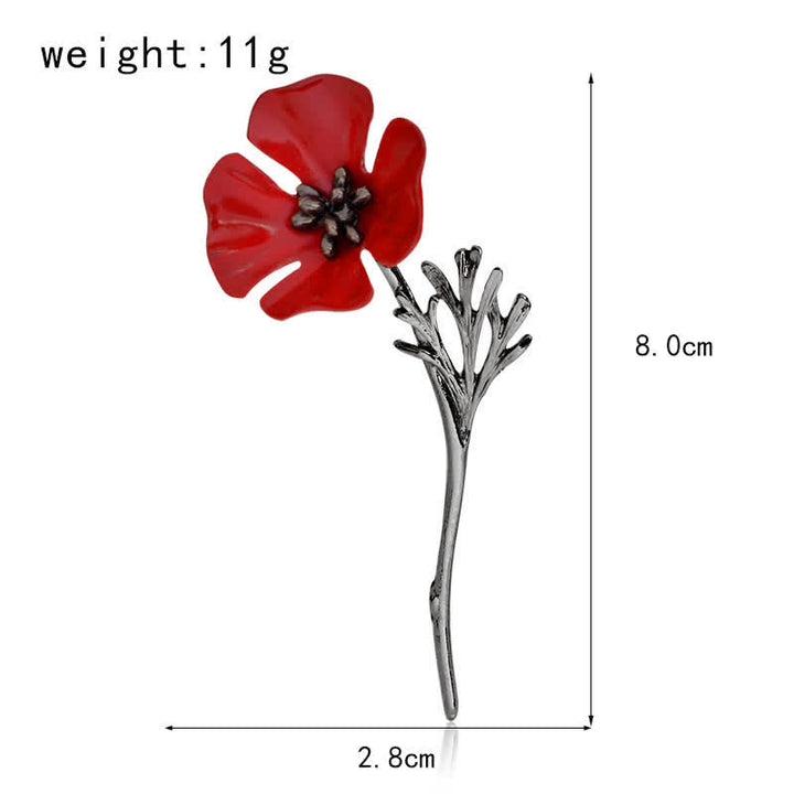 Elegante Rote Mohnblumenbrosche für Frauen