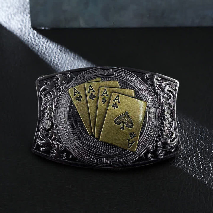 Herren DIY Gold Poker Verstecktes Klappmesser Ledergürtel