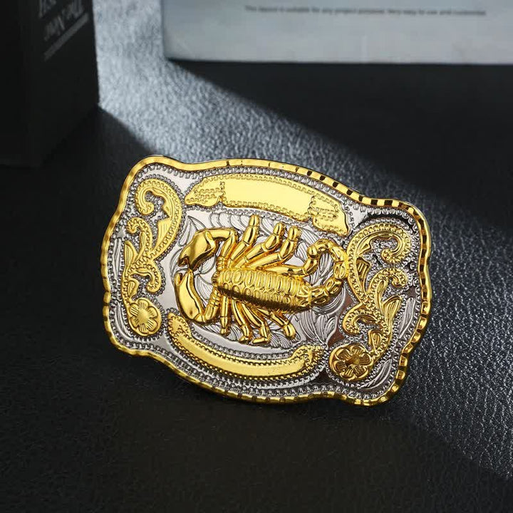 Herren DIY Ledergürtel mit goldener Skorpion-Schnalle