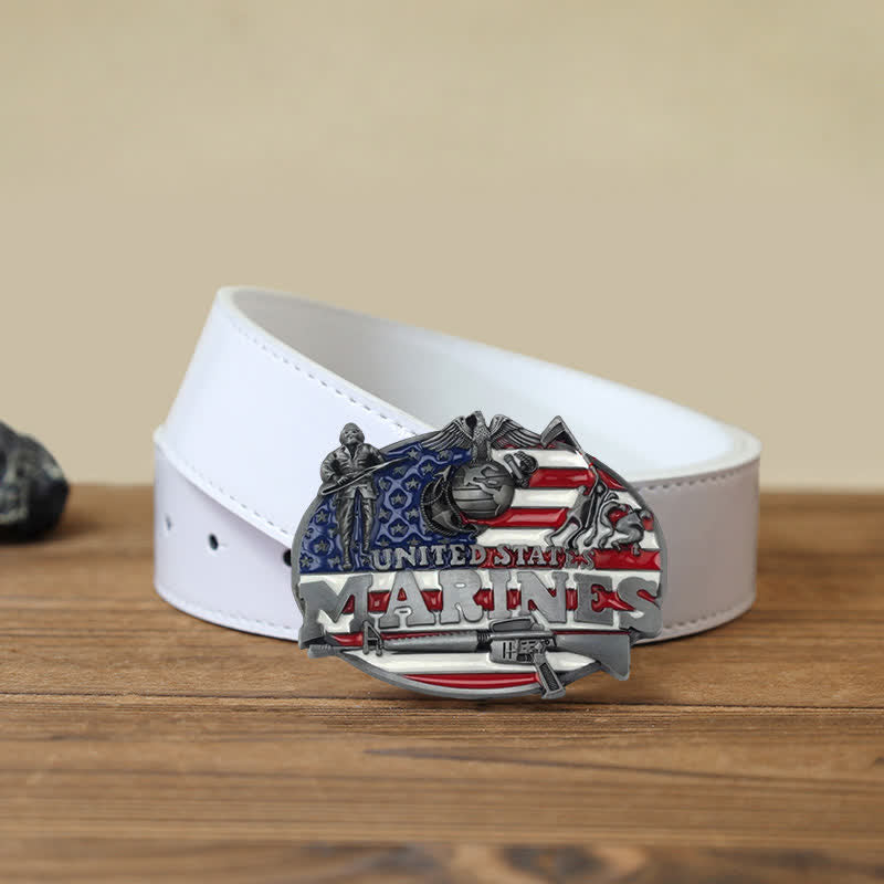 DIY Militär Ledergürtel mit US Marines Schnalle für Herren