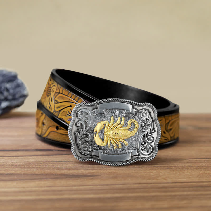 Herren DIY Ledergürtel mit goldener Tierschnalle