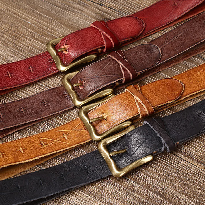 Vintage Ledergürtel für Herren mit Schnitzerei