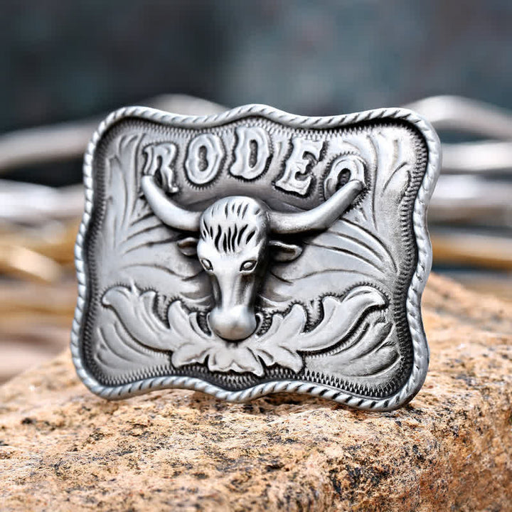 DIY Herrengürtel aus Leder mit silberner Longhorn-Bull-Rodeo-Schnalle