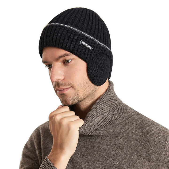 Unisex Hut mit einfarbigen Ohrenklappen, elastisch und verdickt, gestrickt