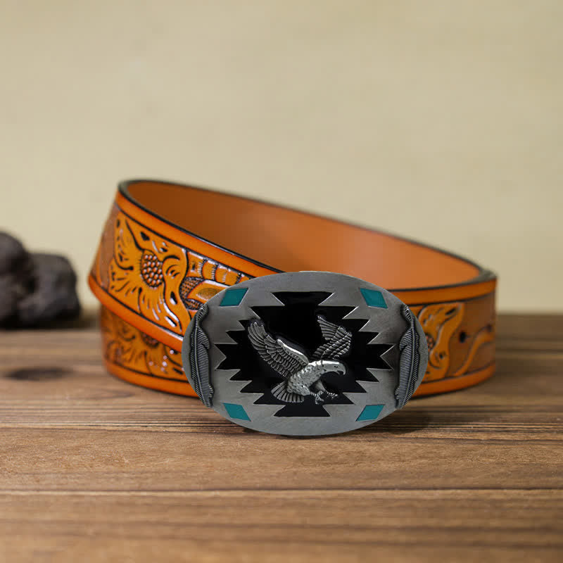 DIY Western Herren-Ledergürtel mit fliegender Adler-Schnalle