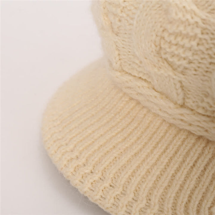 Damen Beanie-Hut mit lockerem flauschigem Futter und Schirm