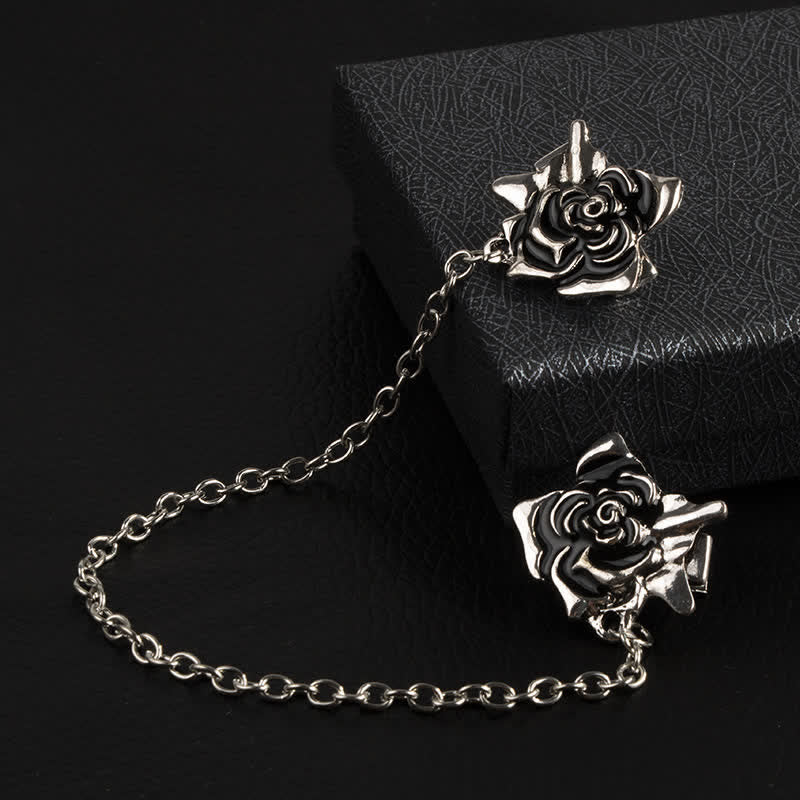 Herrenschmuck: antike Rosettenbrosche mit Kettenkragenclip