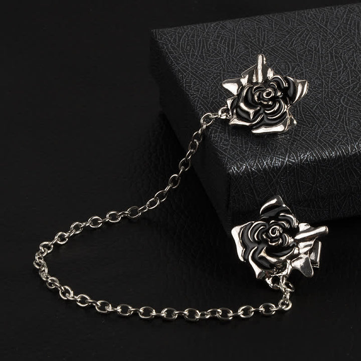 Herrenschmuck: antike Rosettenbrosche mit Kettenkragenclip