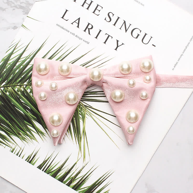 Pearls Bright Oversized Pointed Bow Tie - Rosa - image 8