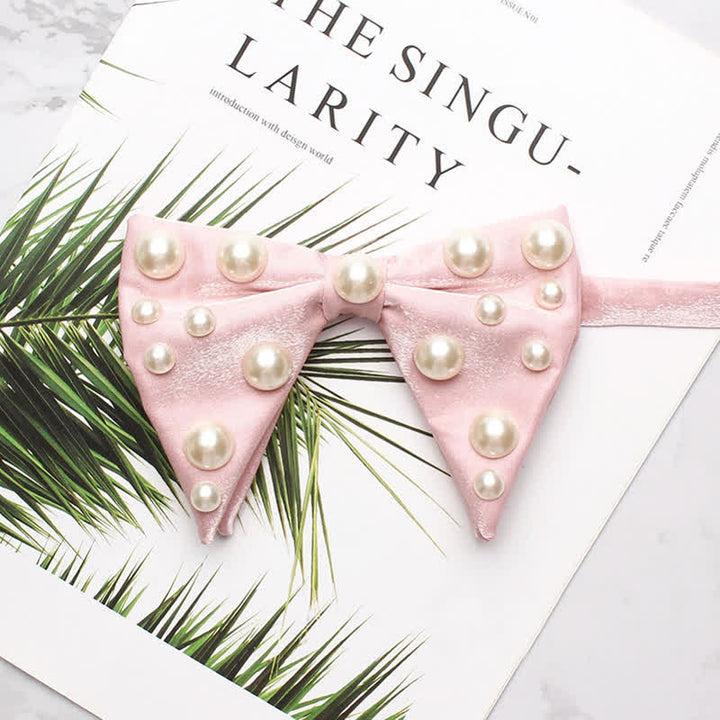 Pearls Bright Oversized Pointed Bow Tie - Rosa - image 8