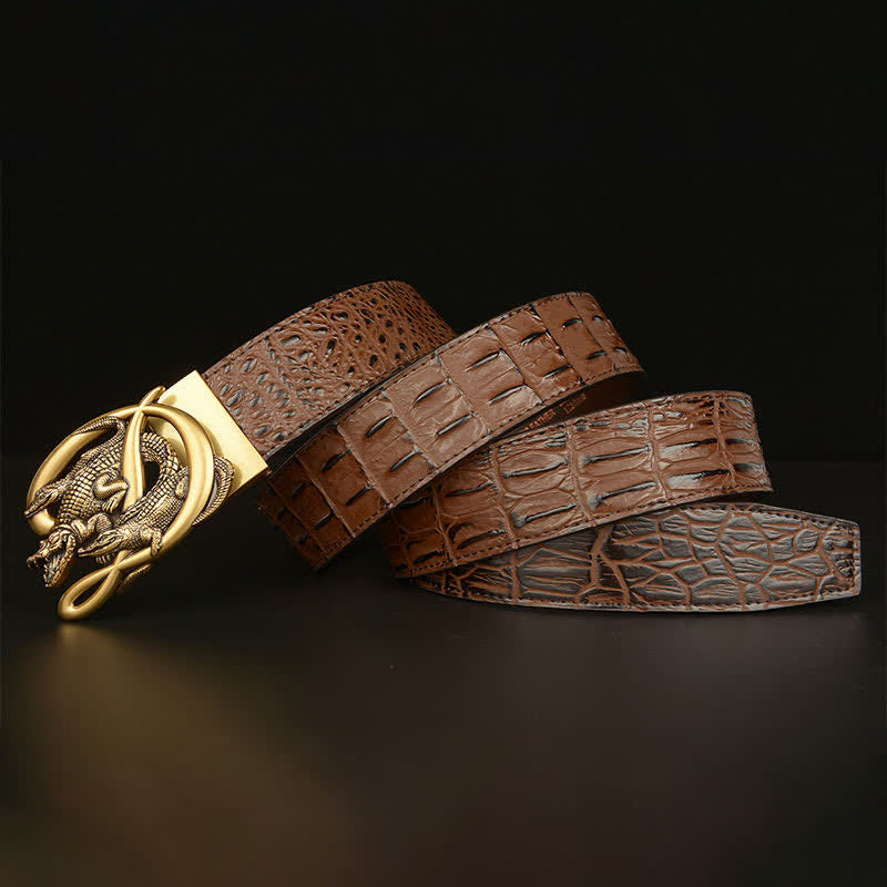 Herren Krokodilschnalle Alligator-Muster Ledergürtel