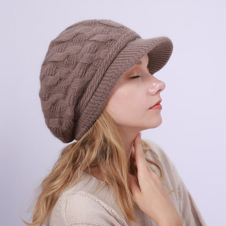 Damen Beanie-Hut mit lockerem flauschigem Futter und Schirm