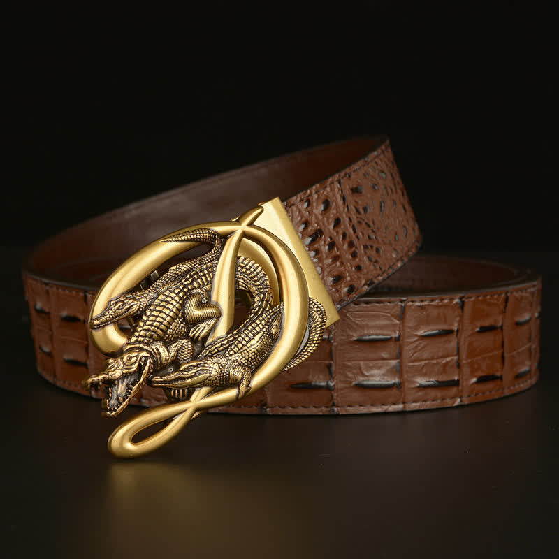 Herren Krokodilschnalle Alligator-Muster Ledergürtel