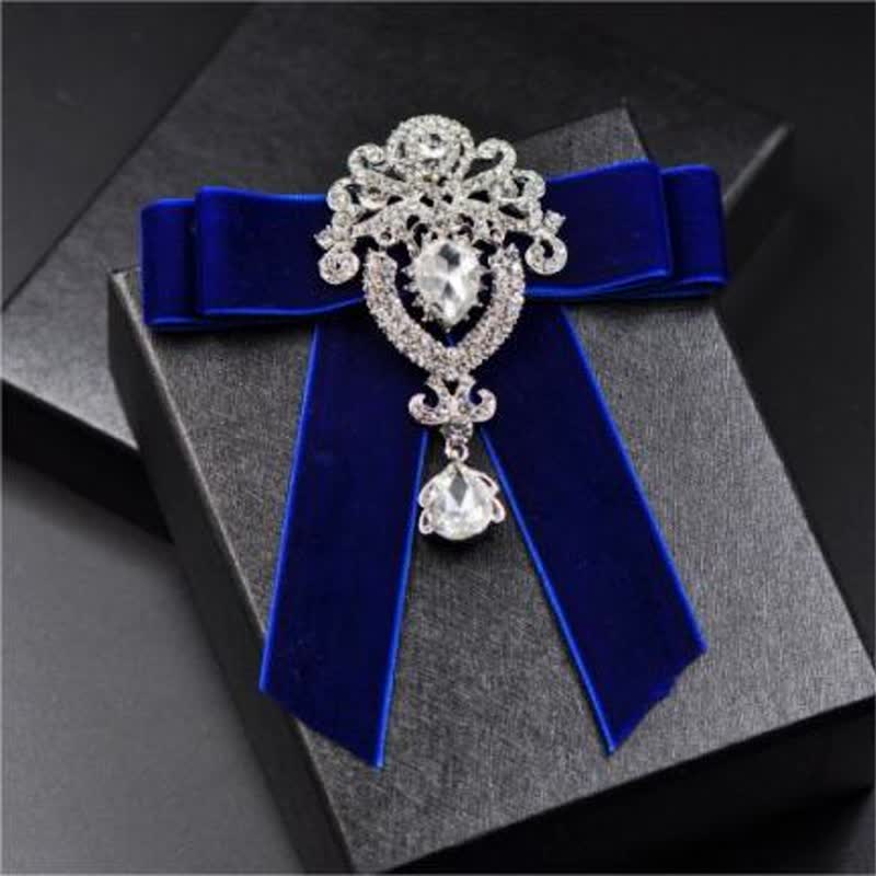 2er Set Royal Strass Brosche Samt Fliege