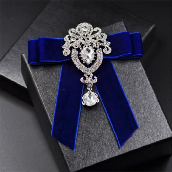 2er Set Royal Strass Brosche Samt Fliege