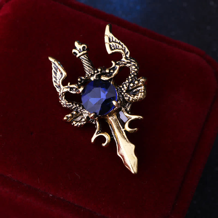 Retro-Gem-Drachen-Schwert-Brosche für Männer