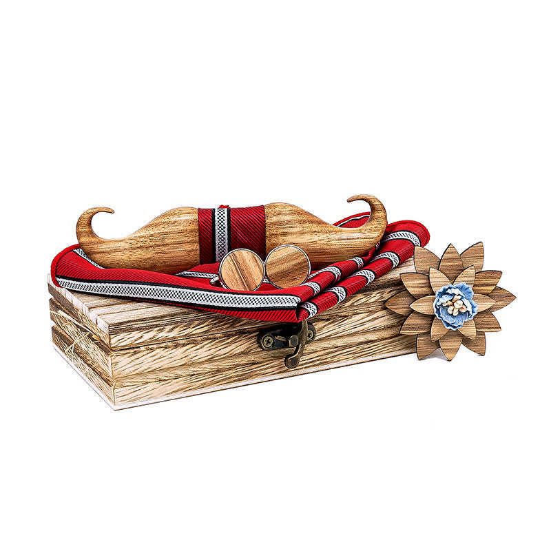 4er-Set Holzfliegen Burlywood Mustache für Herren