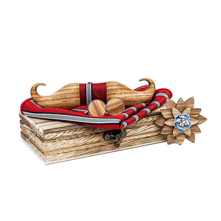 4er-Set Holzfliegen Burlywood Mustache für Herren