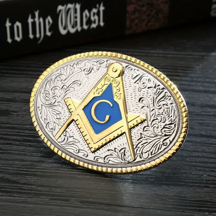 DIY C-förmiger Freimaurer Oval-Schnallen Leder Gürtel für Herren
