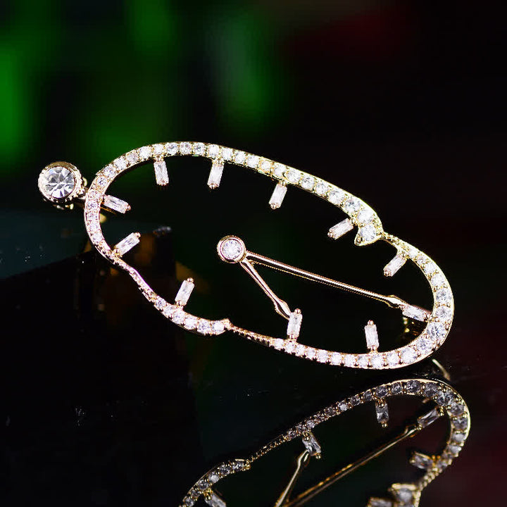 Unisex rückwärts laufende abstrakte Uhr-Brosche