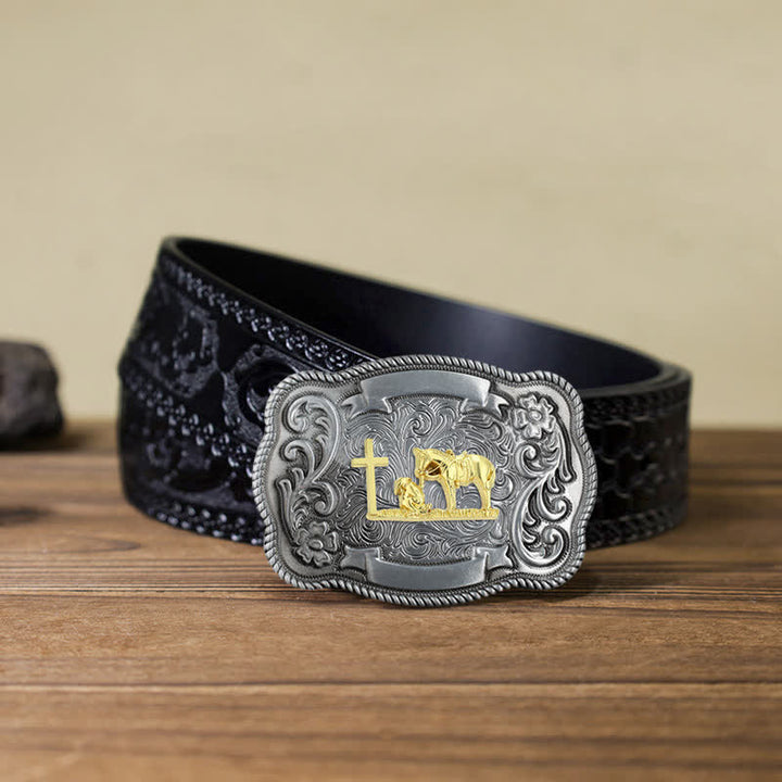 Herren DIY Ledergürtel mit goldener Tierschnalle
